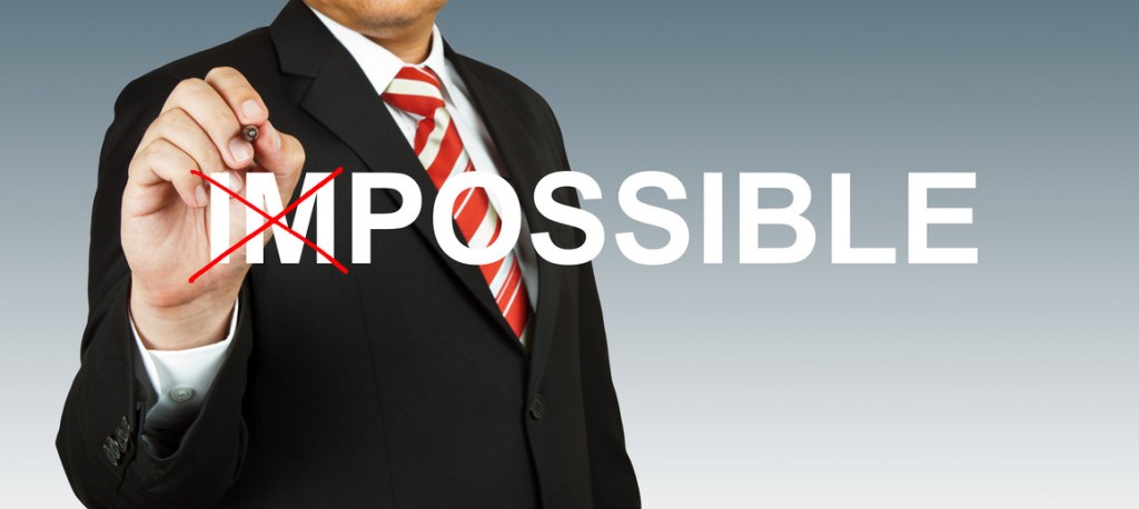 Motivation concept, transforming word impossible into possible